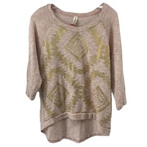 Pink & Gold High Low Top 3/4 Sleeve